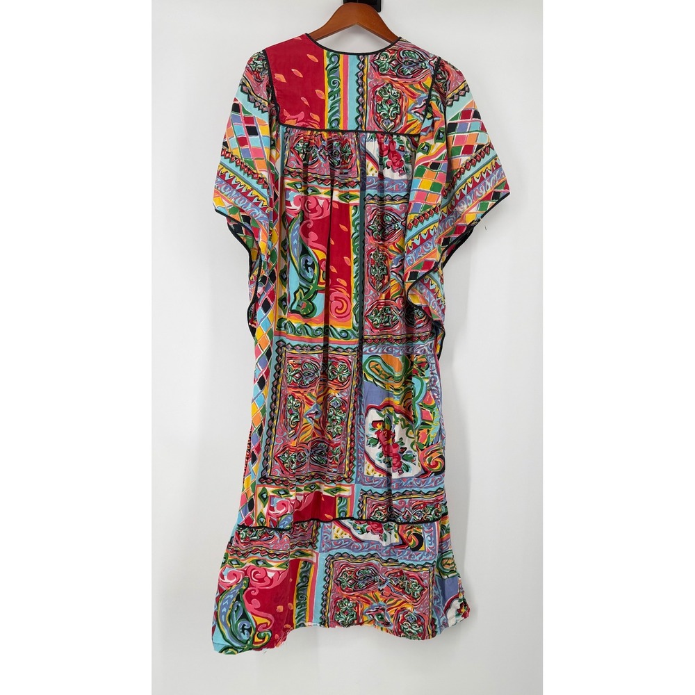 Go Softly Womens Patio Dress Cotton One Size Colorful Summer Floral Relax - Picture 10 of 10